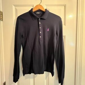 Boys’ Polo Ralph Lauren navy long sleeve shirt, size Large. EUC